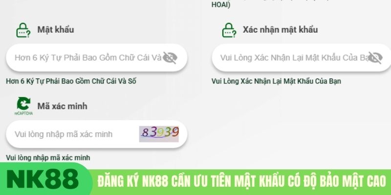 Đăng ký NK88 cần ưu tiên mật khẩu có độ bảo mật cao