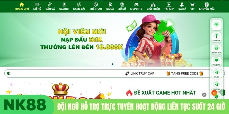 Đội ngũ hỗ trợ trực tuyến hoạt động liên tục suốt 24 giờ
