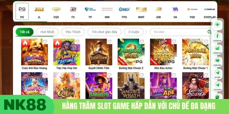 Hàng trăm slot game hấp dẫn với chủ đề đa dạng