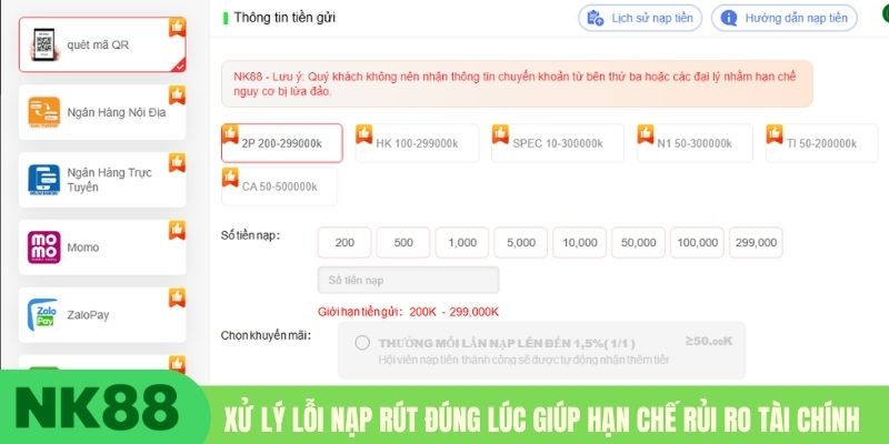 Xử lý lỗi nạp rút đúng lúc giúp hạn chế rủi ro tài chính